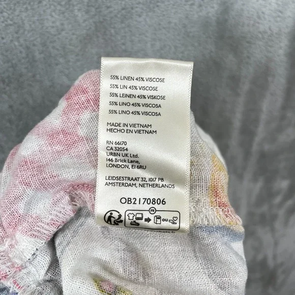 Kimchi Blue Sz S Caroline Smocked Wide Leg Linen-Blend Pant Novelty Diner Print - Picture 10 of 11